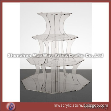 Hexagon Table Clear Perspex Cupcake Display Holder